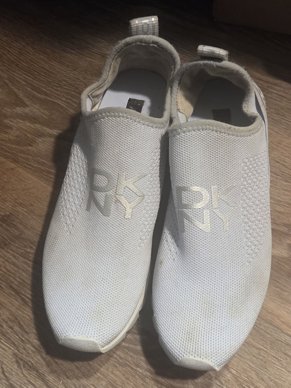 DKNY Women's Slip-On Knit Athletic Sneakers in White